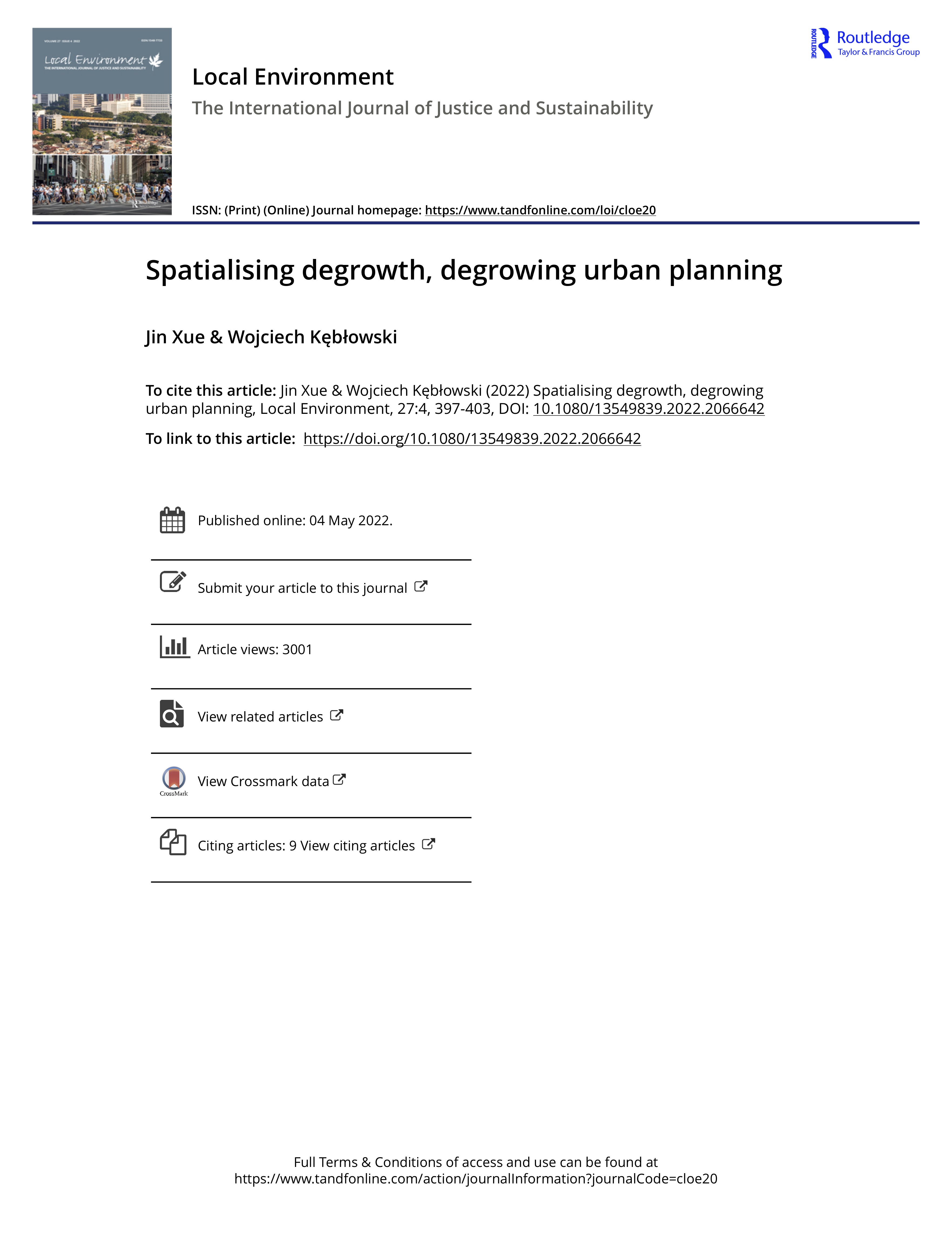 Spatialising degrowth, degrowing urban planning