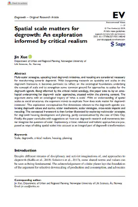 Spatial scale matters for degrowth: An exploration informed by critical realism