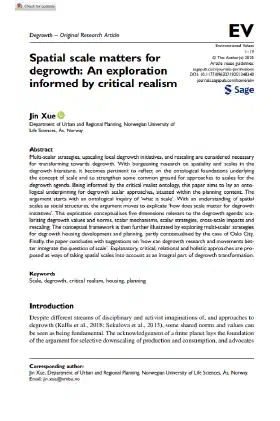 Spatial scale matters for degrowth: An exploration informed by critical realism
