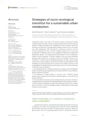 Strategies of socio-ecological transition for a sustainable urban metabolism