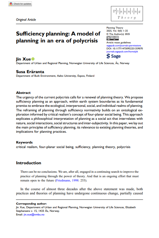 Sufficiency planning: A model of planning in an era of polycrisis