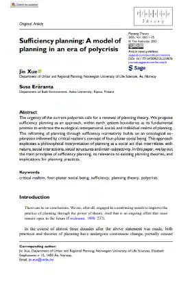 Sufficiency planning: A model of planning in an era of polycrisis
