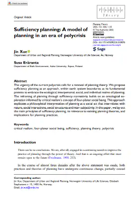 Sufficiency planning: A model of planning in an era of polycrisis