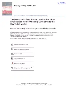 The Death and Life of Private Landlordism: How Financialized Homeownership Gave Birth to the Buy-To-Let Market