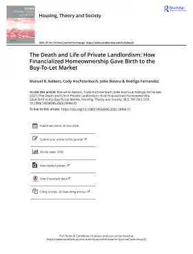 The Death and Life of Private Landlordism: How Financialized Homeownership Gave Birth to the Buy-To-Let Market