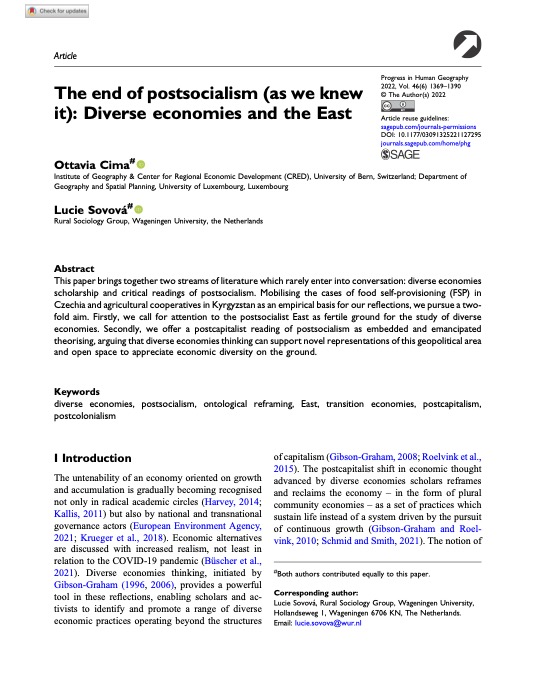 The end of postsocialism (as we knew it): Diverse economies and the East