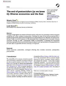 The end of postsocialism (as we knew it): Diverse economies and the East