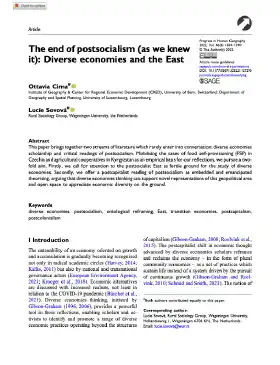 The end of postsocialism (as we knew it): Diverse economies and the East