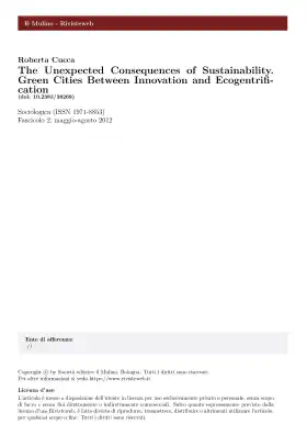 The Unexpected Consequences of Sustainability. Green Cities Between Innovation and Ecogentrification