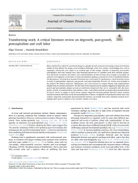 Transforming work: A critical literature review on degrowth, post-growth, postcapitalism and craft labor
