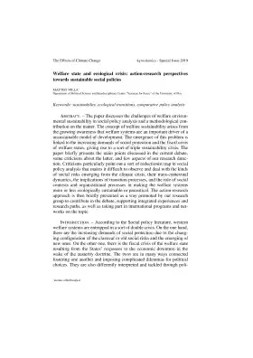 Welfare state and ecological crisis: action-research perspectives towards sustainable social policies